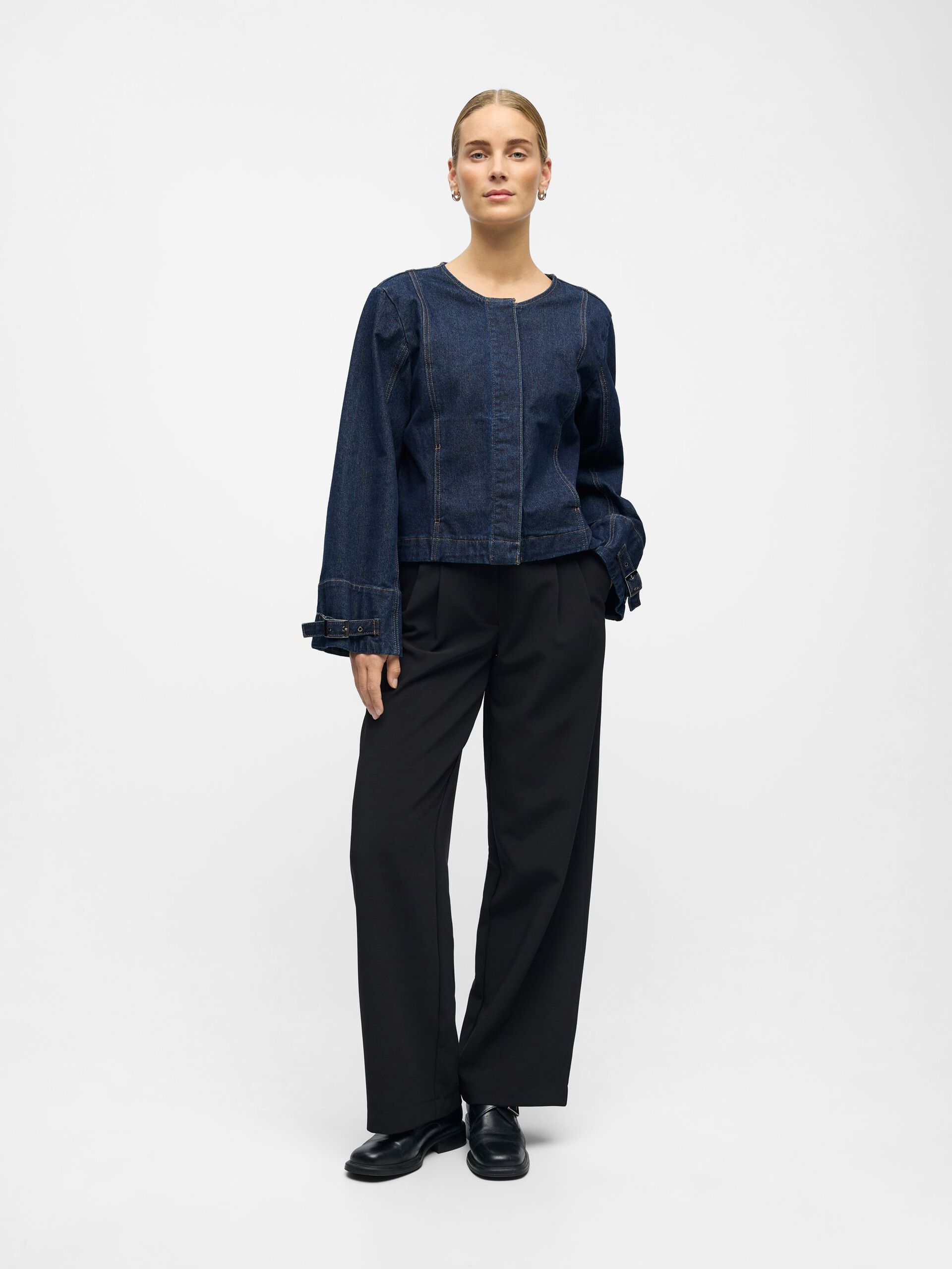 Carousel image - SHORT DENIM JACKET, Dark Blue Denim | 4