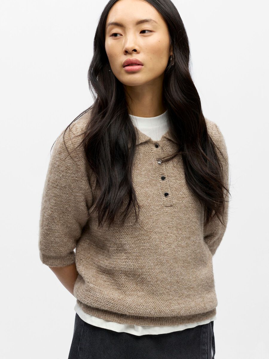 Product carousel image - KNITTED POLO SHIRT, Morel | 4