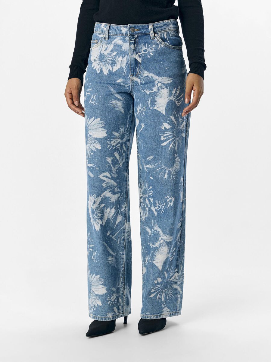 OBJECT PRINTED STRAIGHT FIT JEANS, Medium Blue Denim, highres - 23045959_MediumBlueDenim_003.jpg
