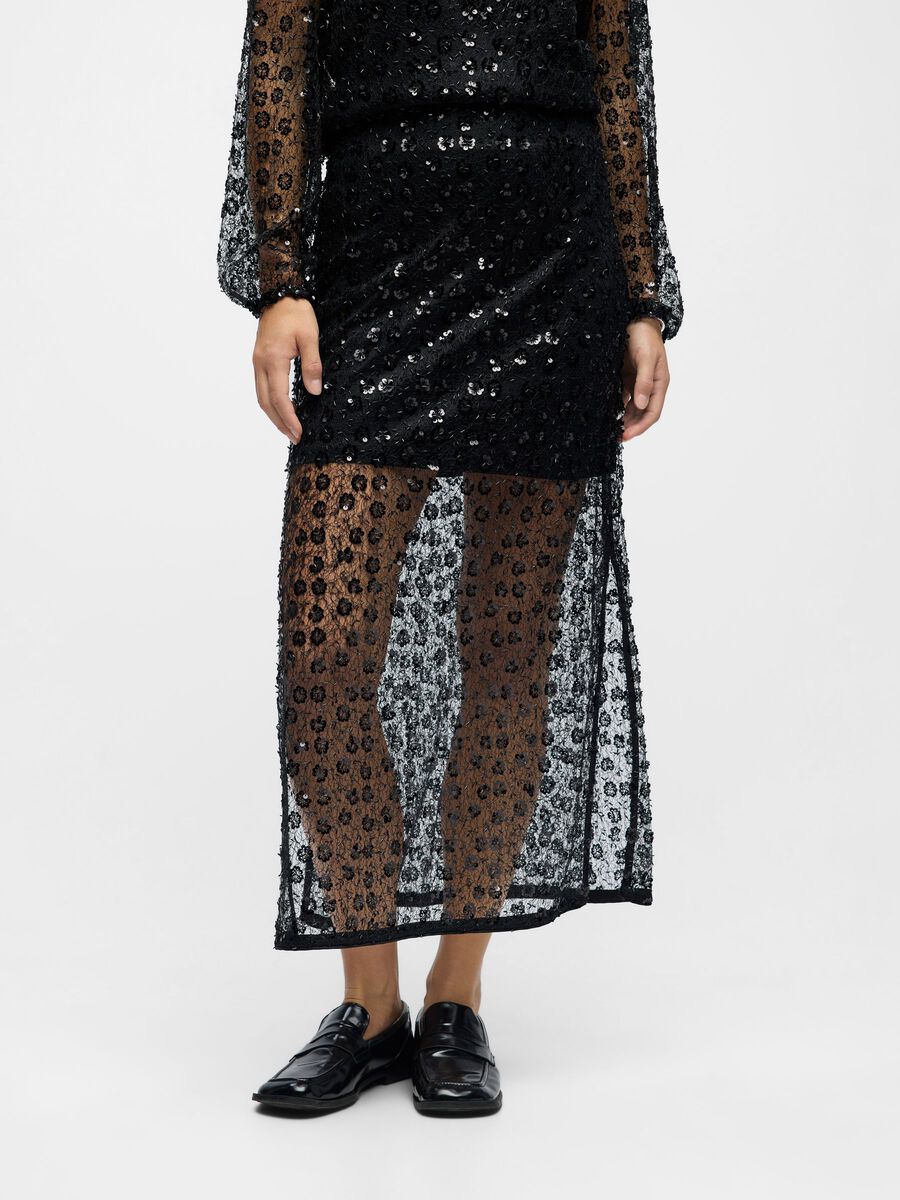 Product carousel image - DETAILED MAXI SKIRT, Black | 1