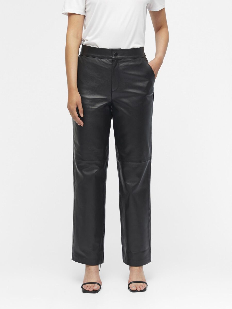 Object Collectors Item CROPPED LEATHER TROUSERS, Black, highres - 23039578_Black_003.jpg