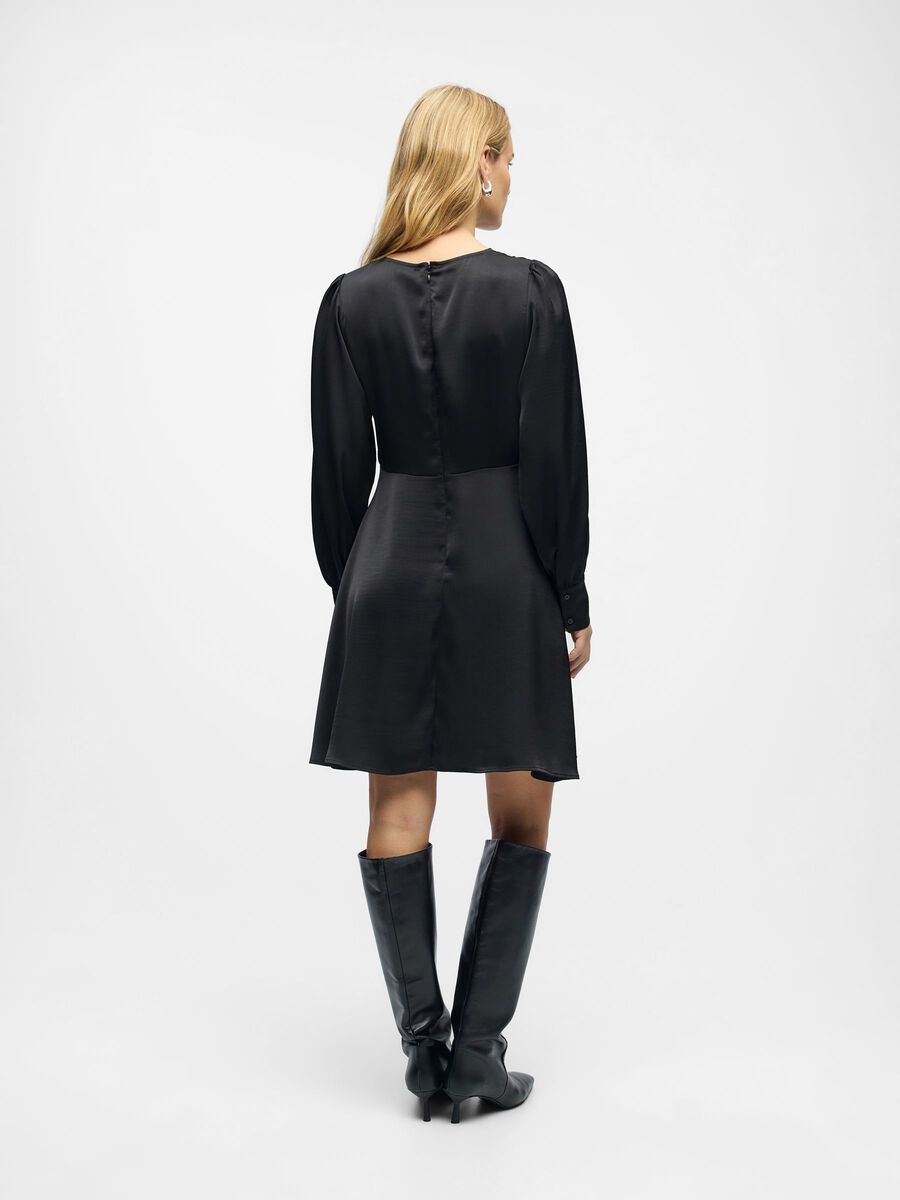 Product carousel image - V-NECK MINI DRESS, Black | 2