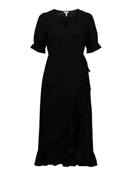 Object Collectors Item EN LIN MÉLANGÉ ROBE CACHE-CŒUR, Black, highres - 23042447_Black_001.jpg