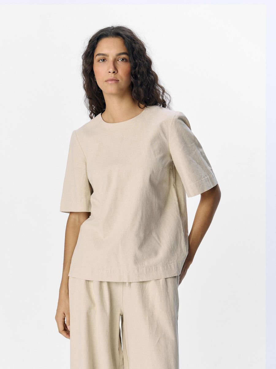 OBJECT LINEN BLEND T-SHIRT, Humus, highres - 23045714_Humus_003.jpg