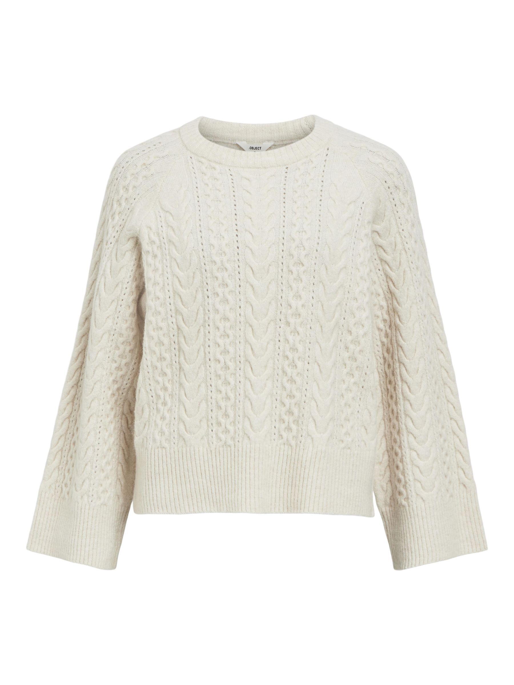 Cropped white knitted jumper on sale