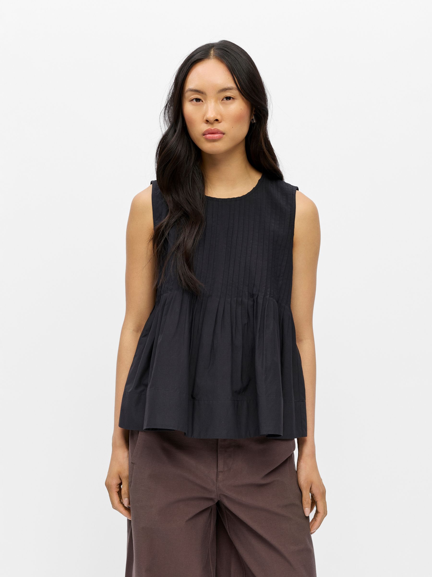PLEATED PEPLUM TOP | Black | .OBJECT CI Denmark