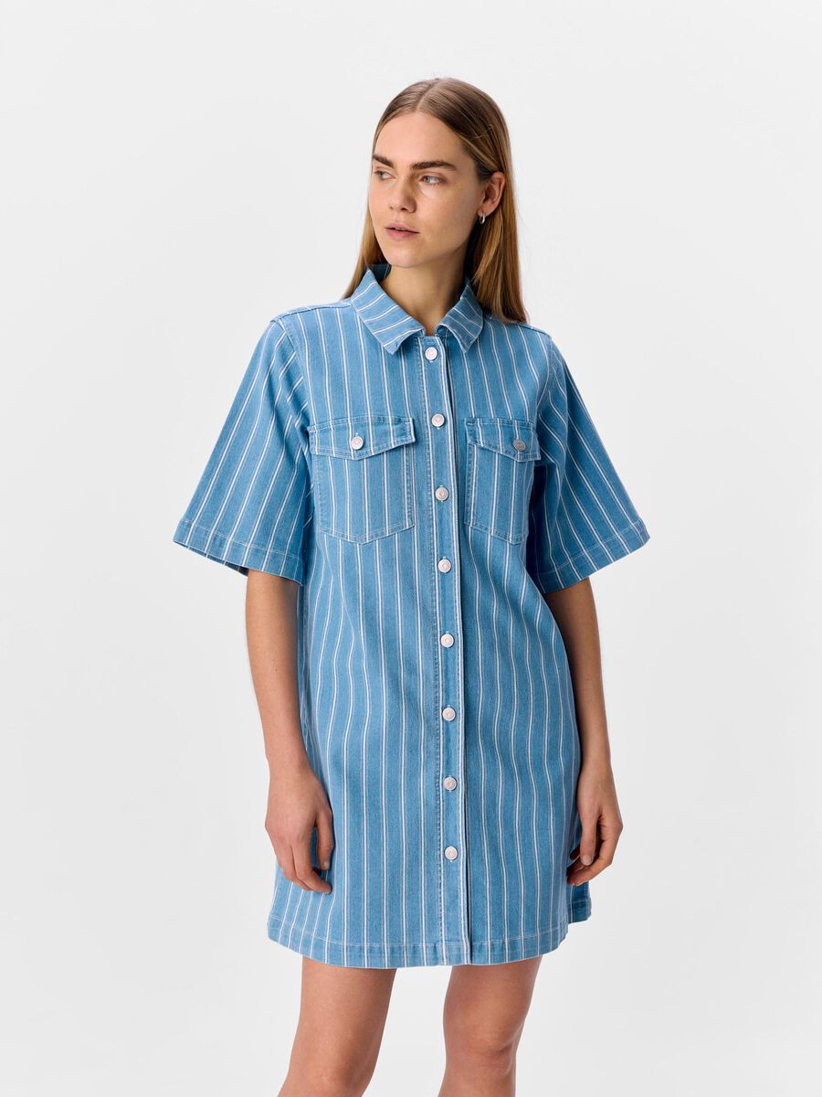 OBJECT STRIPED  DENIM DRESS, Light Blue Denim, highres - 23047065_LightBlueDenim_1201328_003.jpg