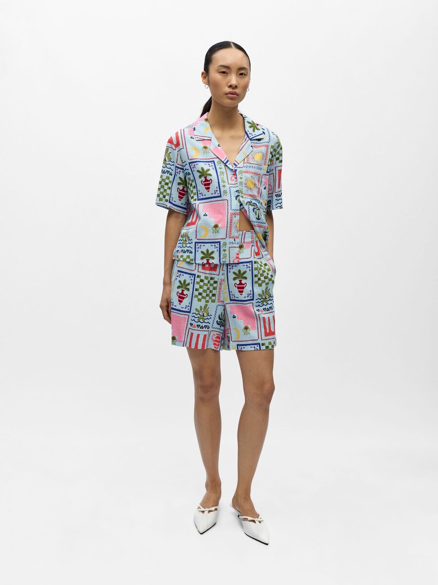 Carousel image - PLEATED HIGH WAISTED SHORTS, Winter Sky | 4