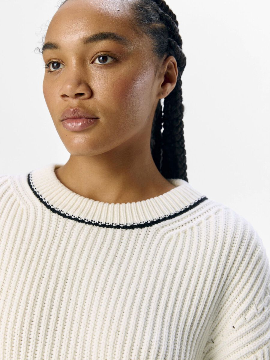 Carousel image - GERIPPTER STRICKPULLOVER, Cloud Dancer | 5