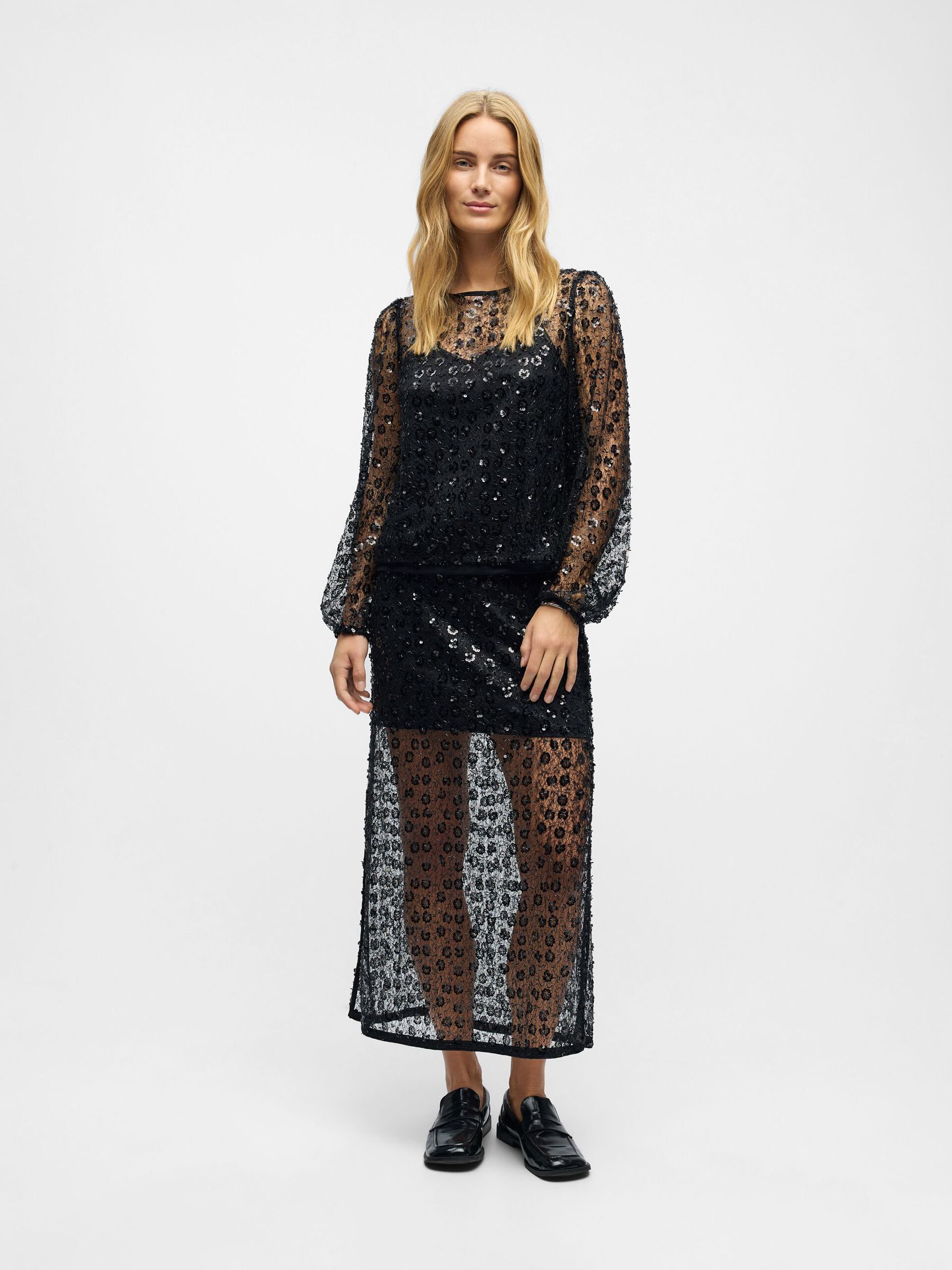 Carousel image - LACE MAXI SKIRT, Black | 4