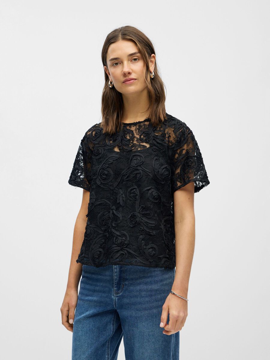 Product carousel image - JACQUARD TOP, Black | 1