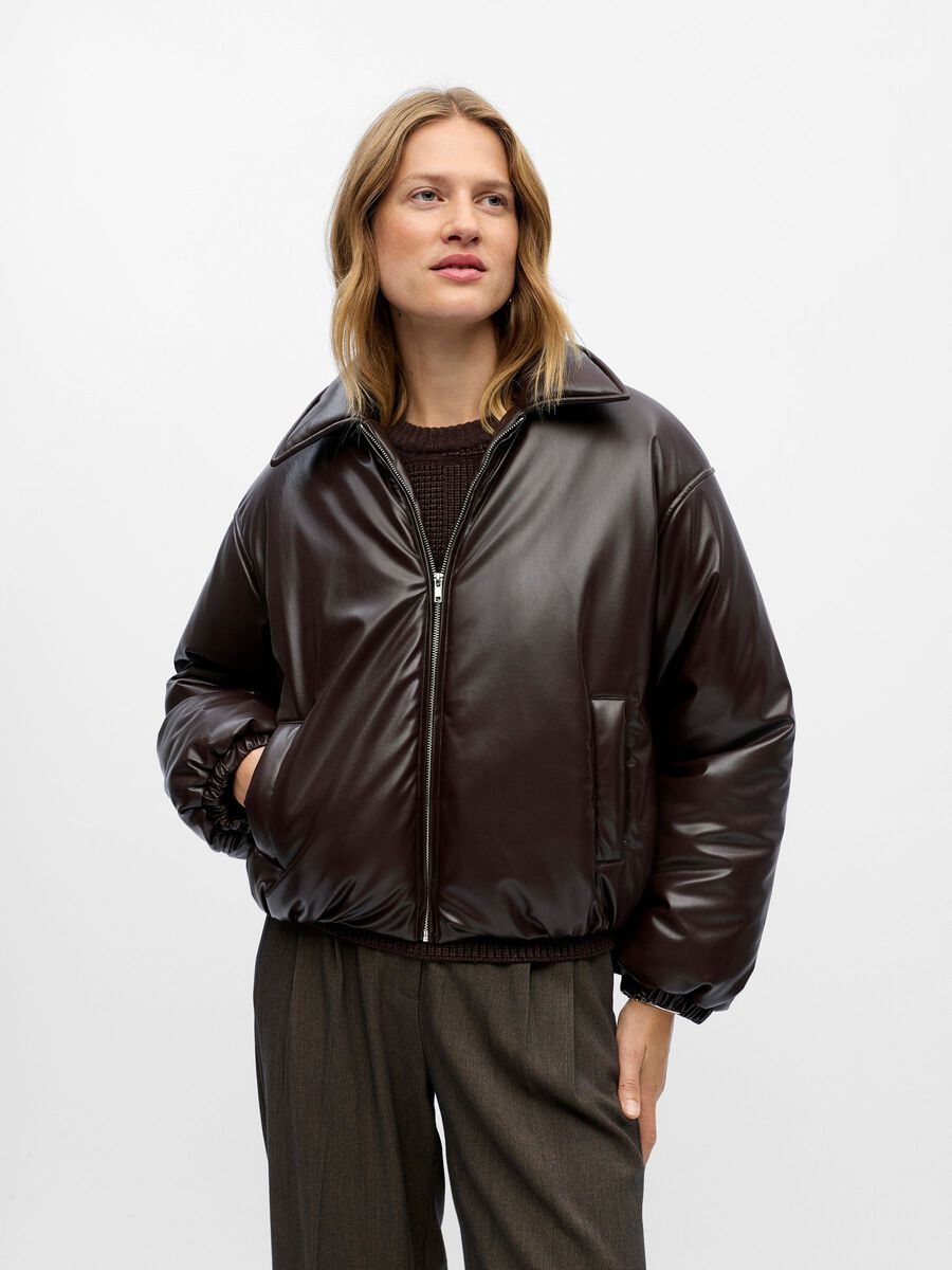 Carousel image - COATED PUFFER JACKET, Seal Brown | 2
