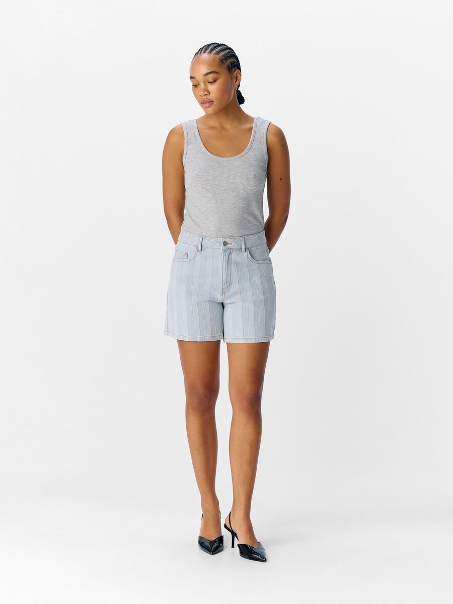 OBJECT STRIPED DENIM SHORTS, Light Blue Denim, highres - 23046806_LightBlueDenim_005.jpg