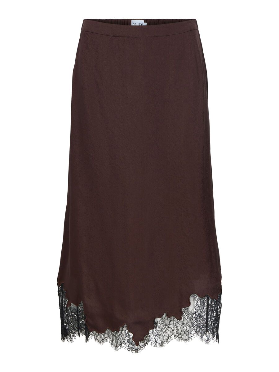 Product carousel image - LONG LACE SKIRT, Seal Brown | 1