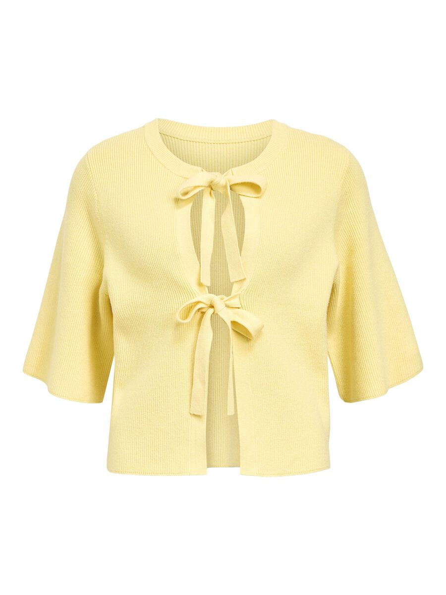 OBJECT SHORT-SLEEVED KNITTED CARDIGAN, Pale Banana, highres - 23044018_PaleBanana_1177432_001.jpg