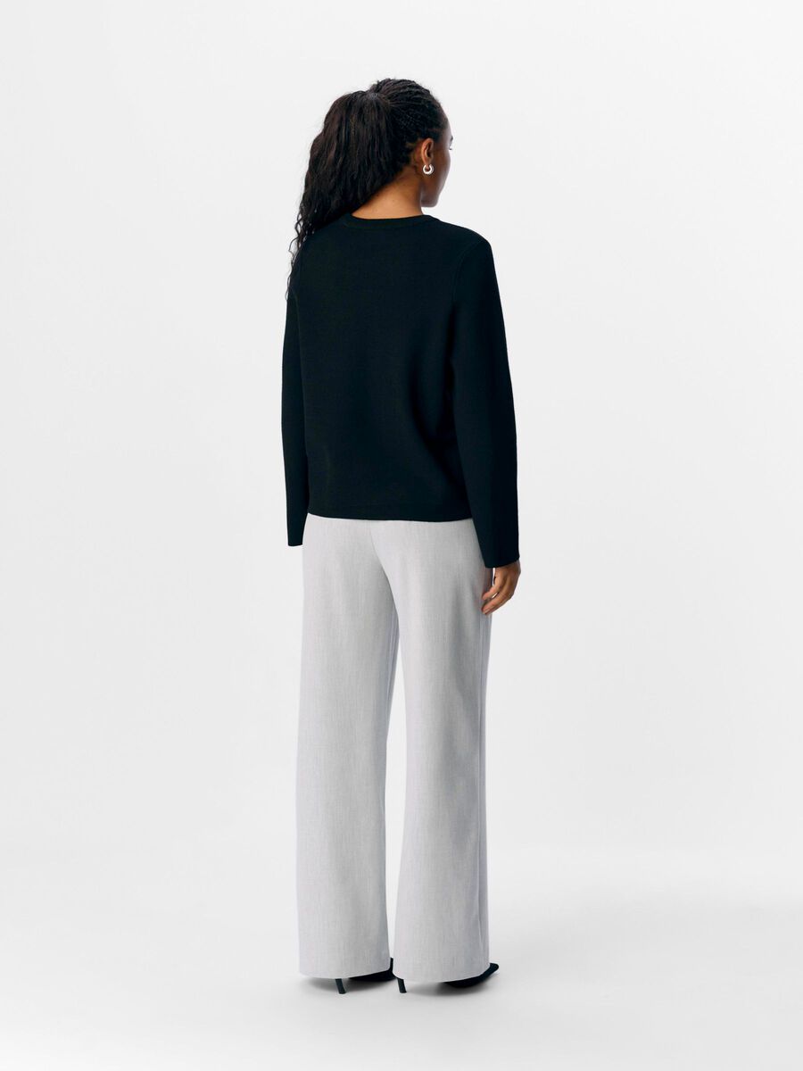 OBJECT LONG SLEEVED KNITTED PULLOVER, Black, highres - 23043511_Black_004.jpg