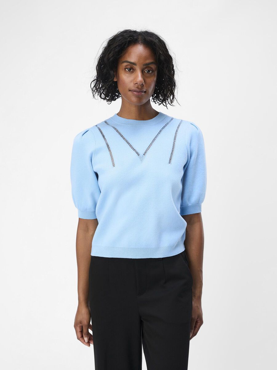 OBJECT PUFF SLEEVED KNITTED TOP, Airy Blue, highres - 23044918_AiryBlue_003.jpg