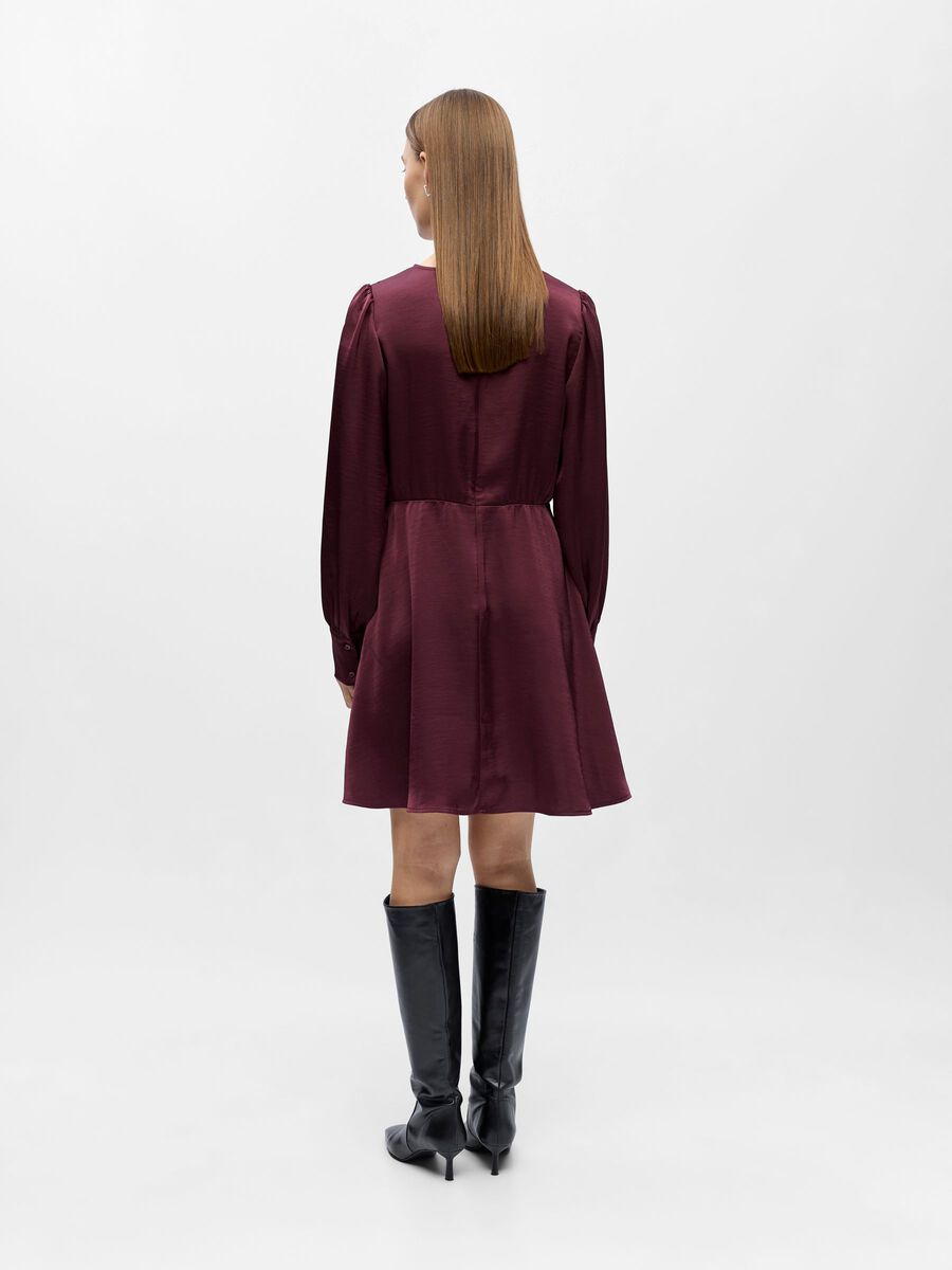 Product carousel image - V-NECK MINI DRESS, Mauve Wine | 2