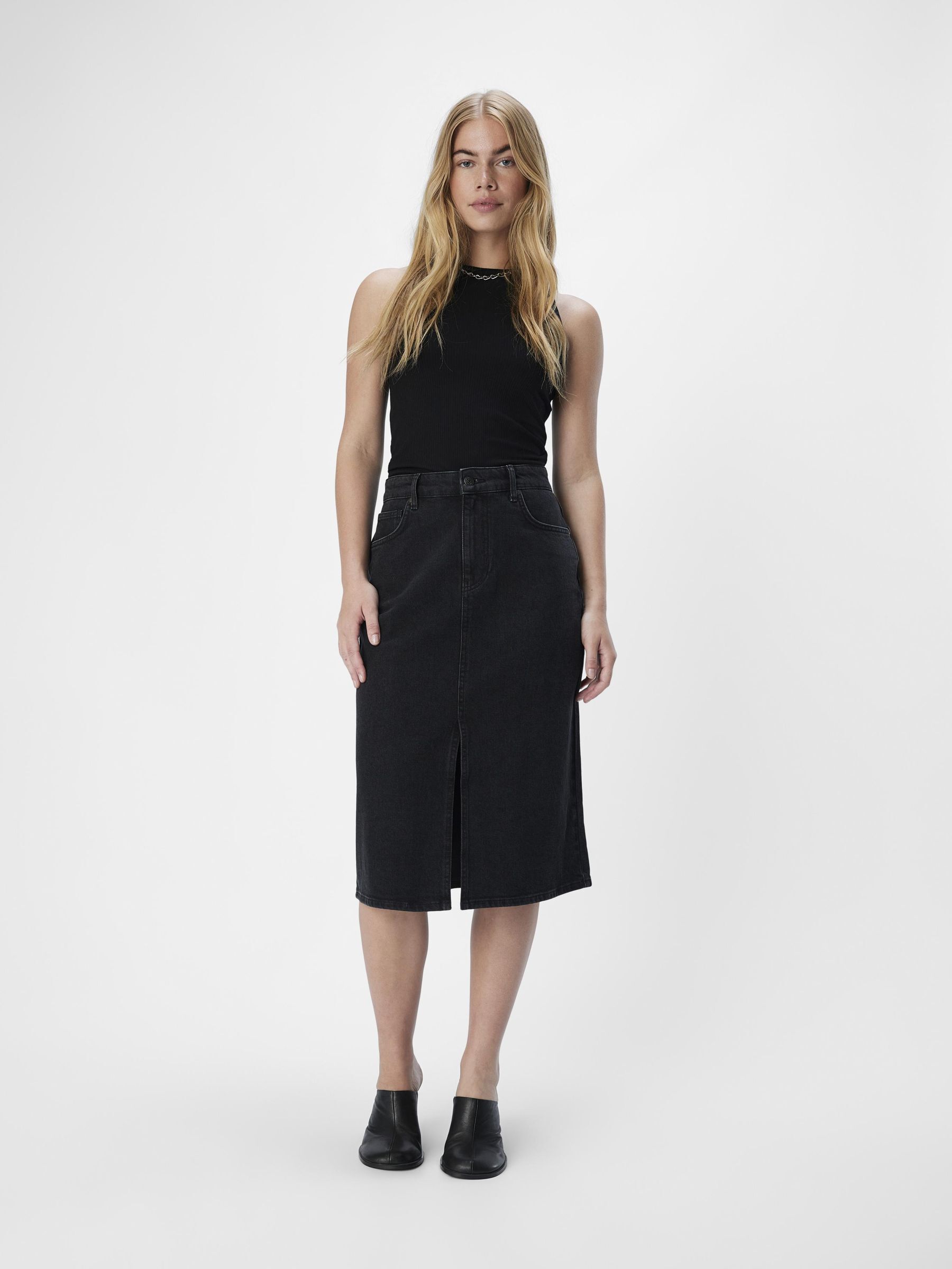 DENIM MIDI SKIRT Black .OBJECT CI UK