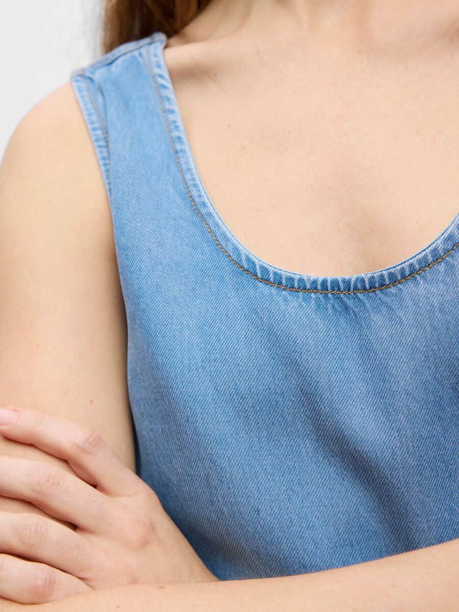 Carousel image - SANS MANCHES MINI-ROBE, Light Blue Denim | 5