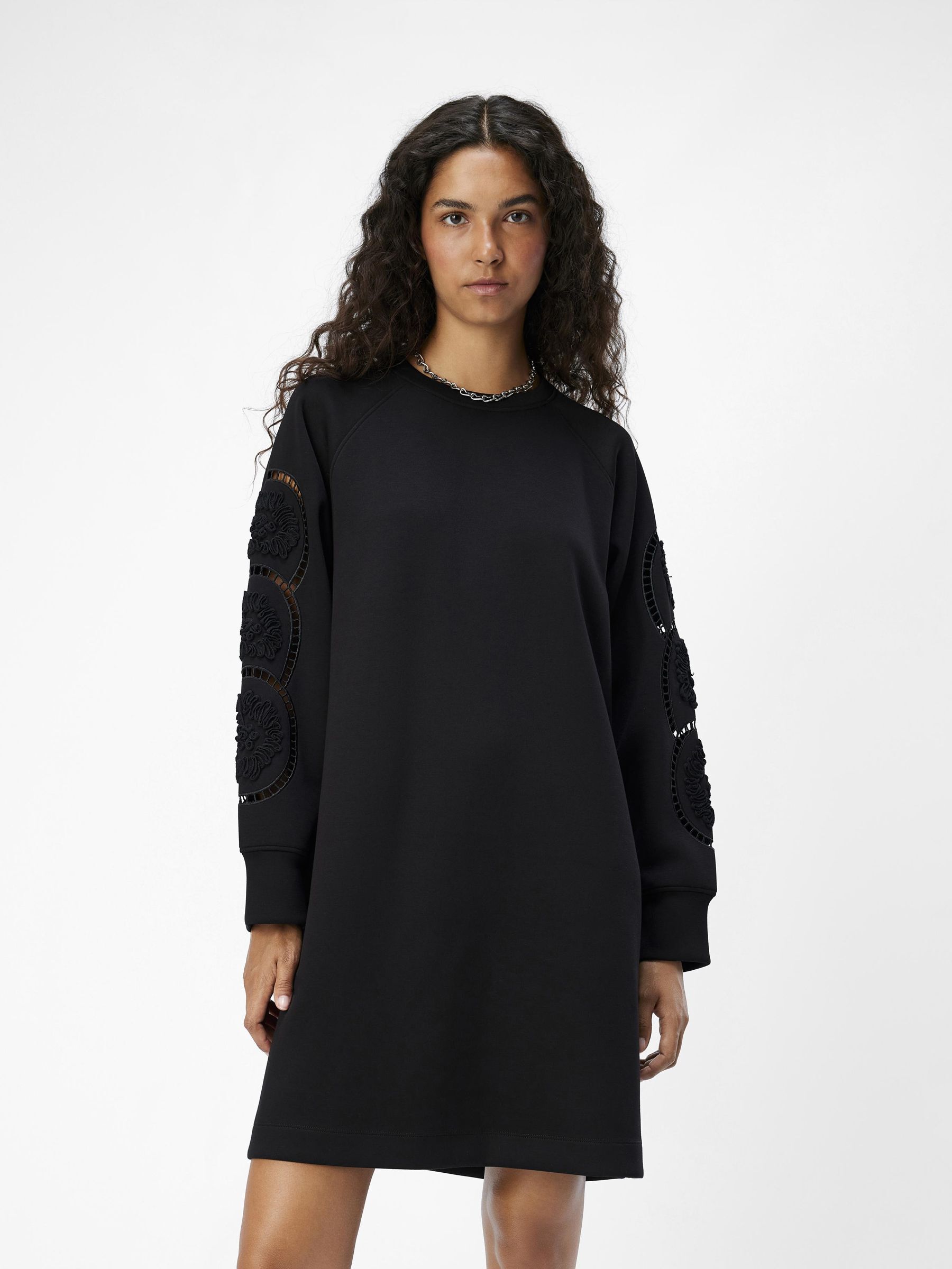 EMBROIDERED SWEATER DRESS Black .OBJECT CI Netherlands