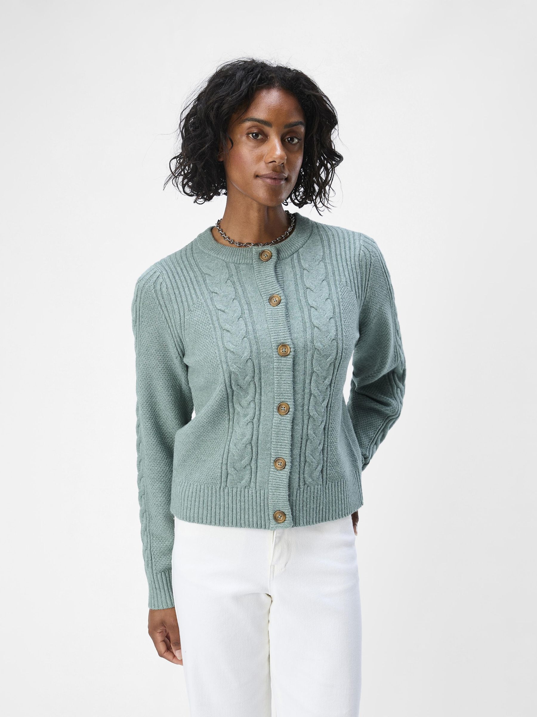 CABLE KNIT CARDIGAN Green .OBJECT CI UK