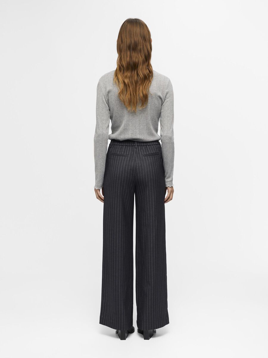Carousel image - HIGH WAISTED WIDE-LEG TROUSERS, Dark Grey Melange | 4