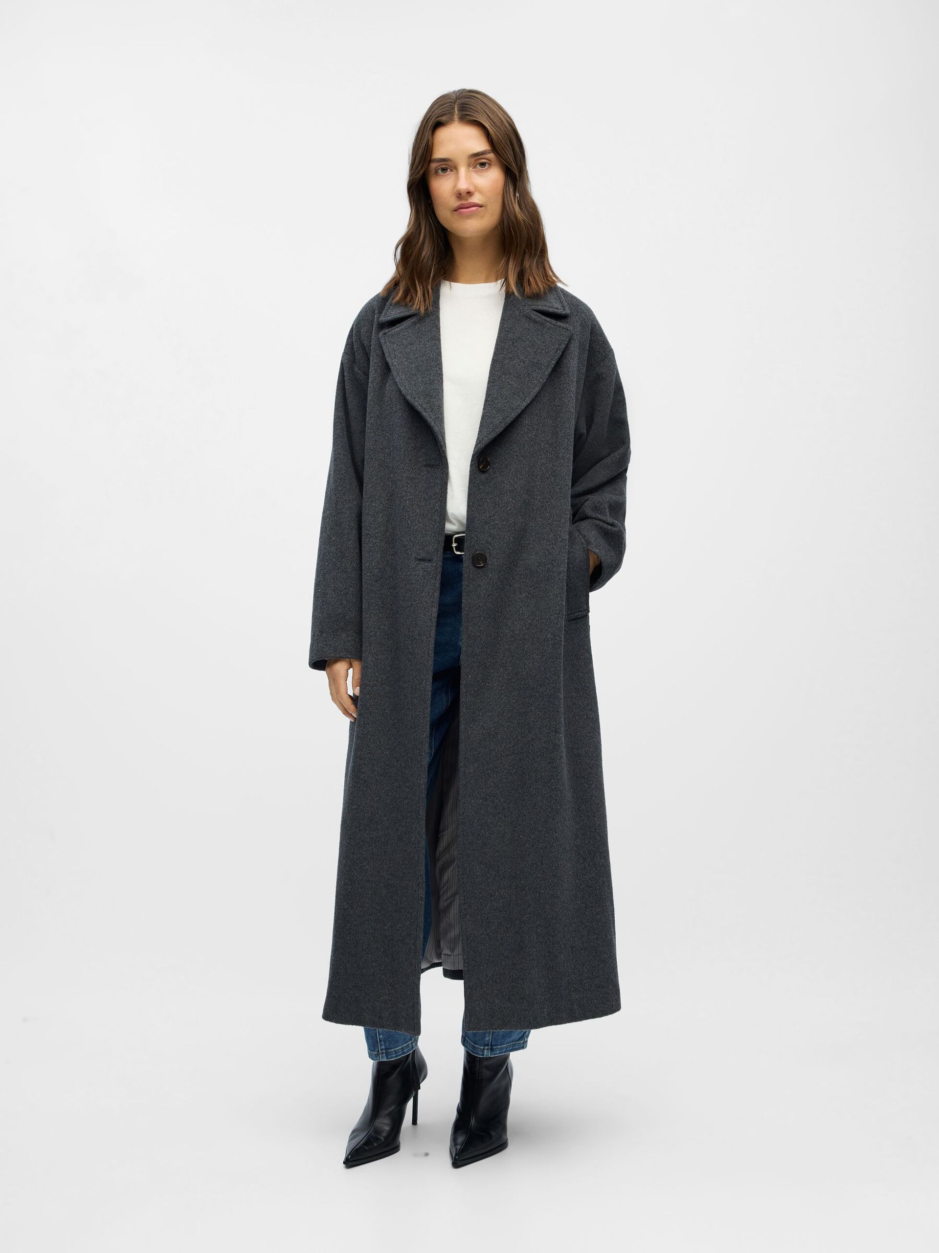 Carousel image - LONGLINE COAT, Medium Grey Melange | 4