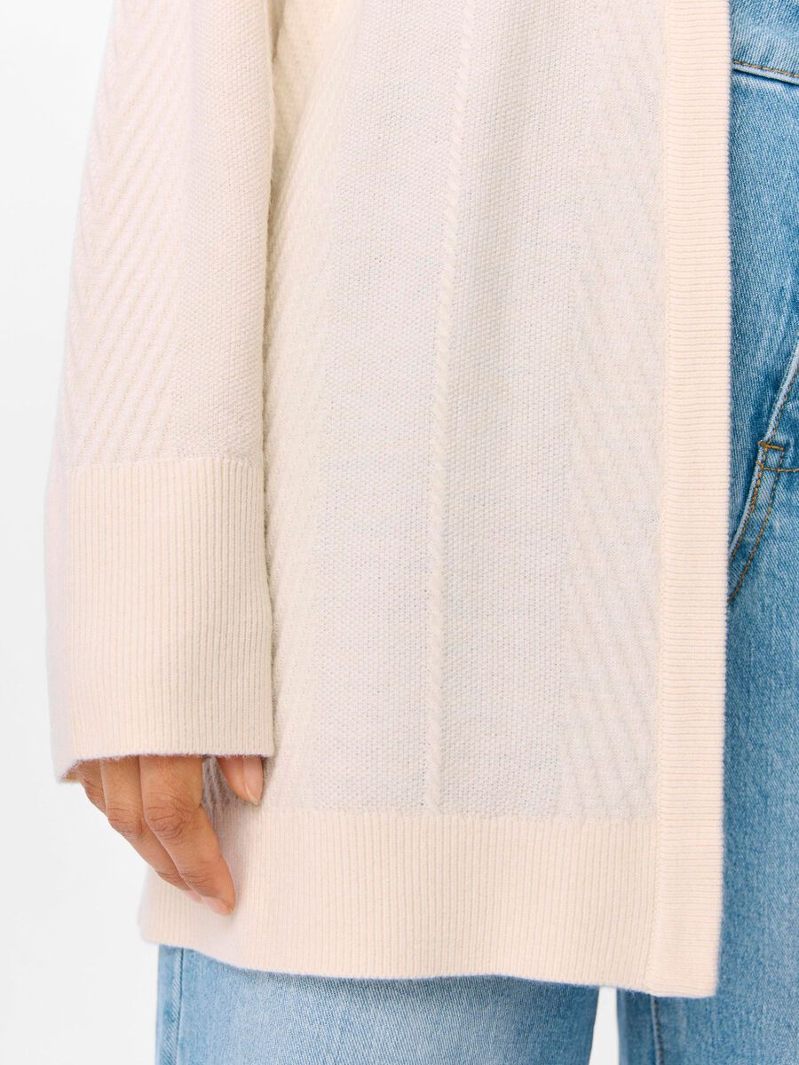 Carousel image - OPEN-FRONT KNITTED CARDIGAN, White Sand | 5