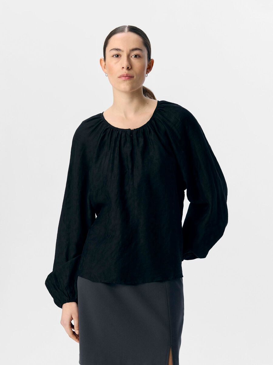 OBJECT BALLONMOUW BLOUSE, Black, highres - 23046916_Black_003.jpg