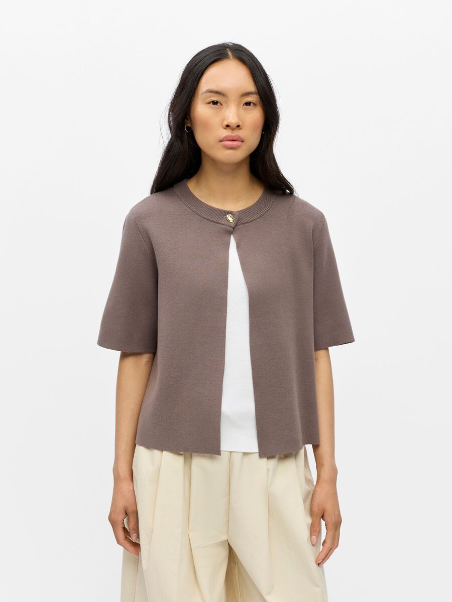 Carousel image - SHORT SLEEVE CARDIGAN, Morel | 2