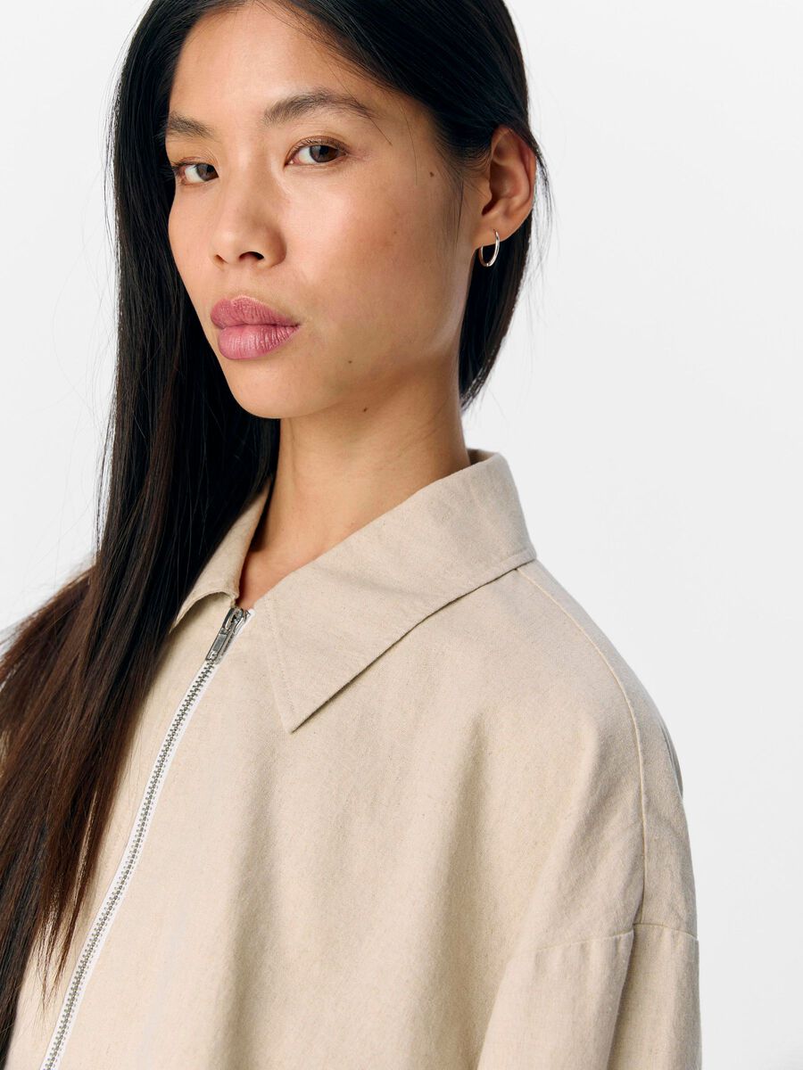 Carousel image - LINEN BLEND BOMBER JACKET, Humus | 5