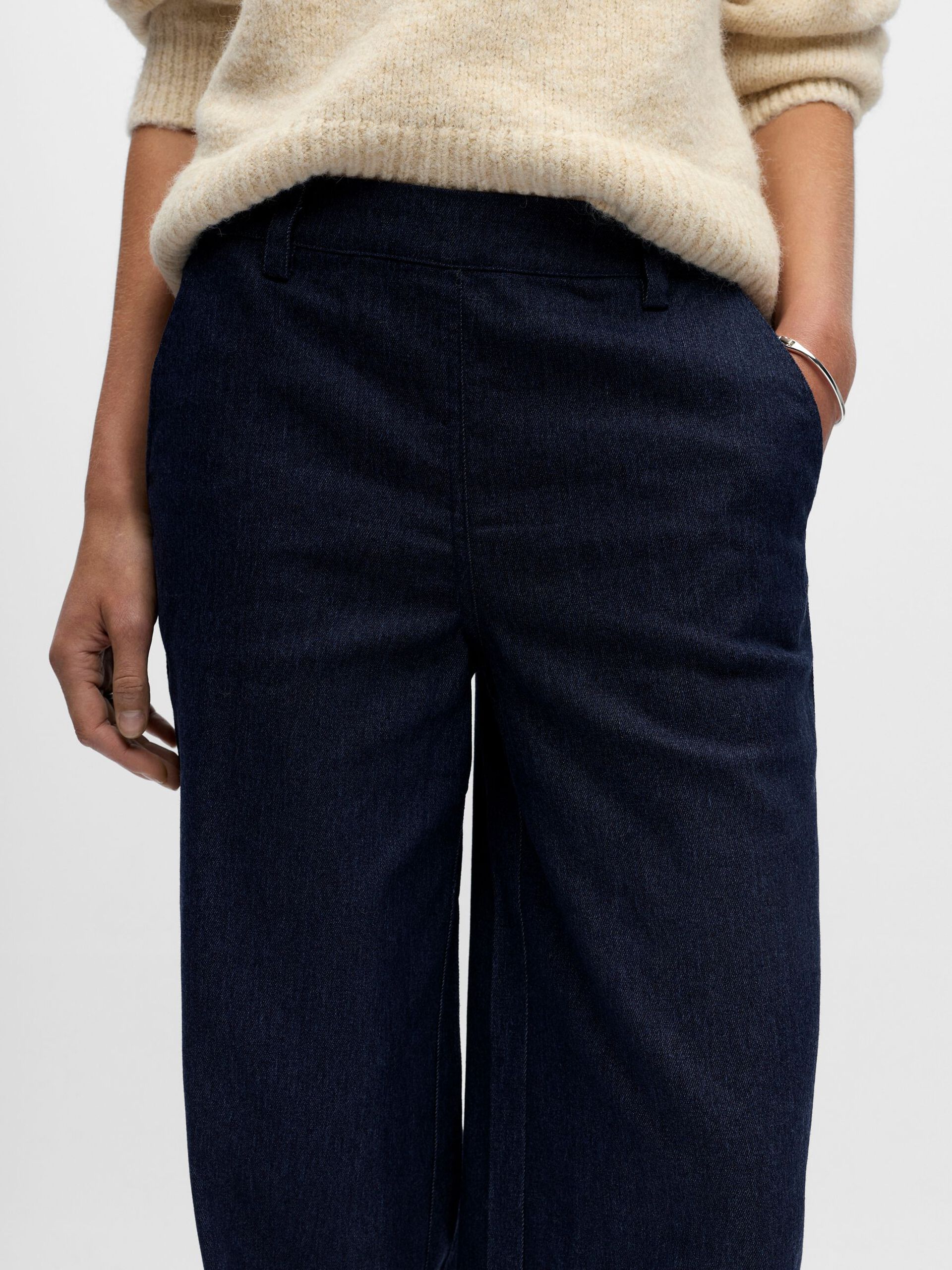 Carousel image - EN DENIM PANTALON À JAMBE AMPLE, Dark Blue Denim | 5