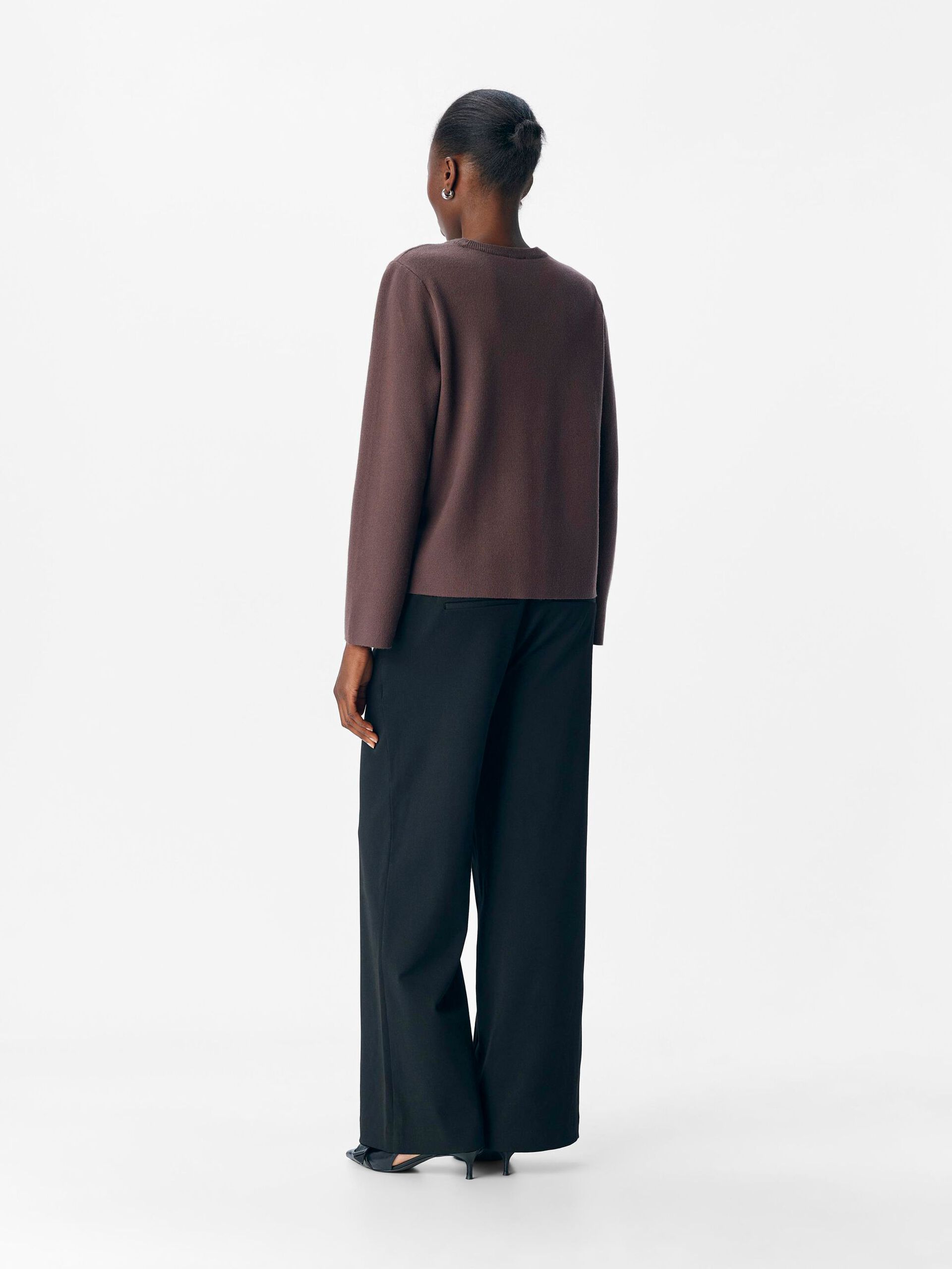 Carousel image - LONG SLEEVED KNITTED PULLOVER, Seal Brown | 3