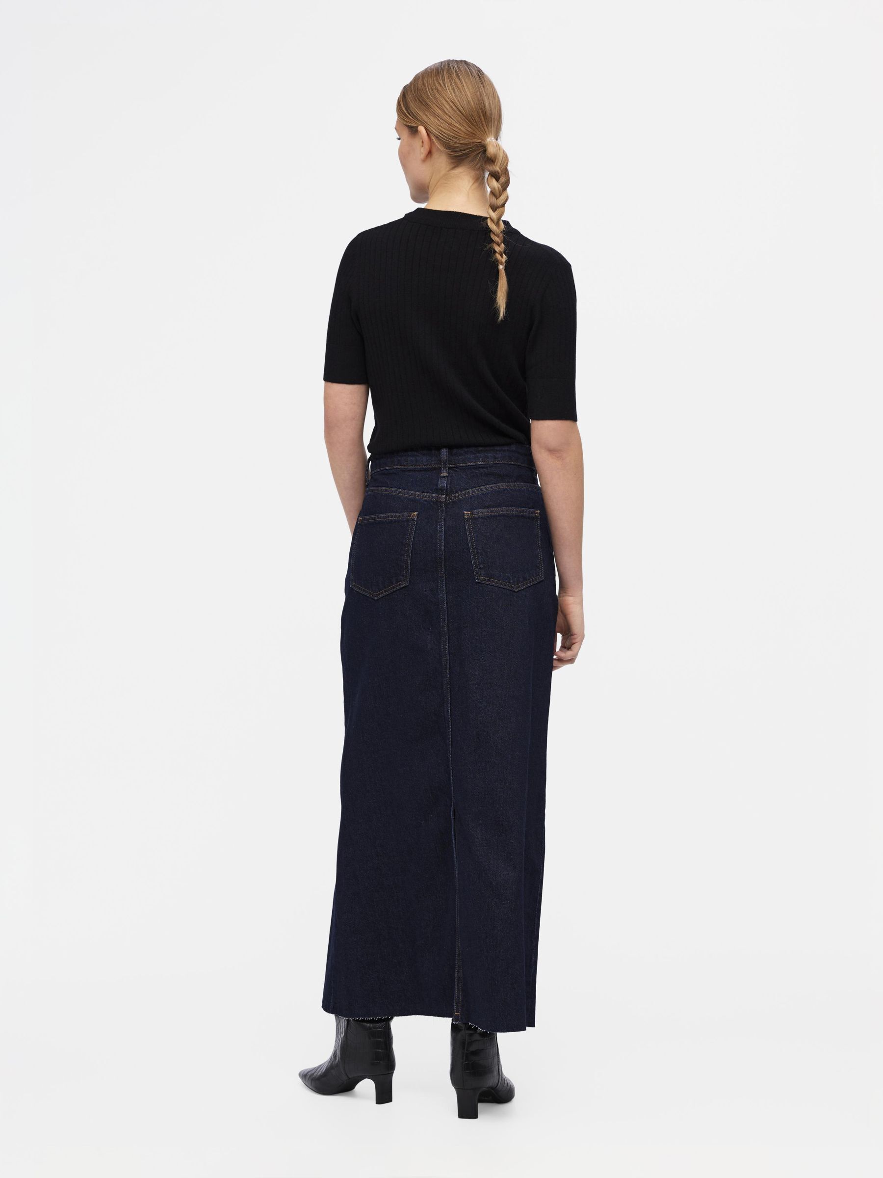 Black colour blue denim maxi skirt 9889 online
