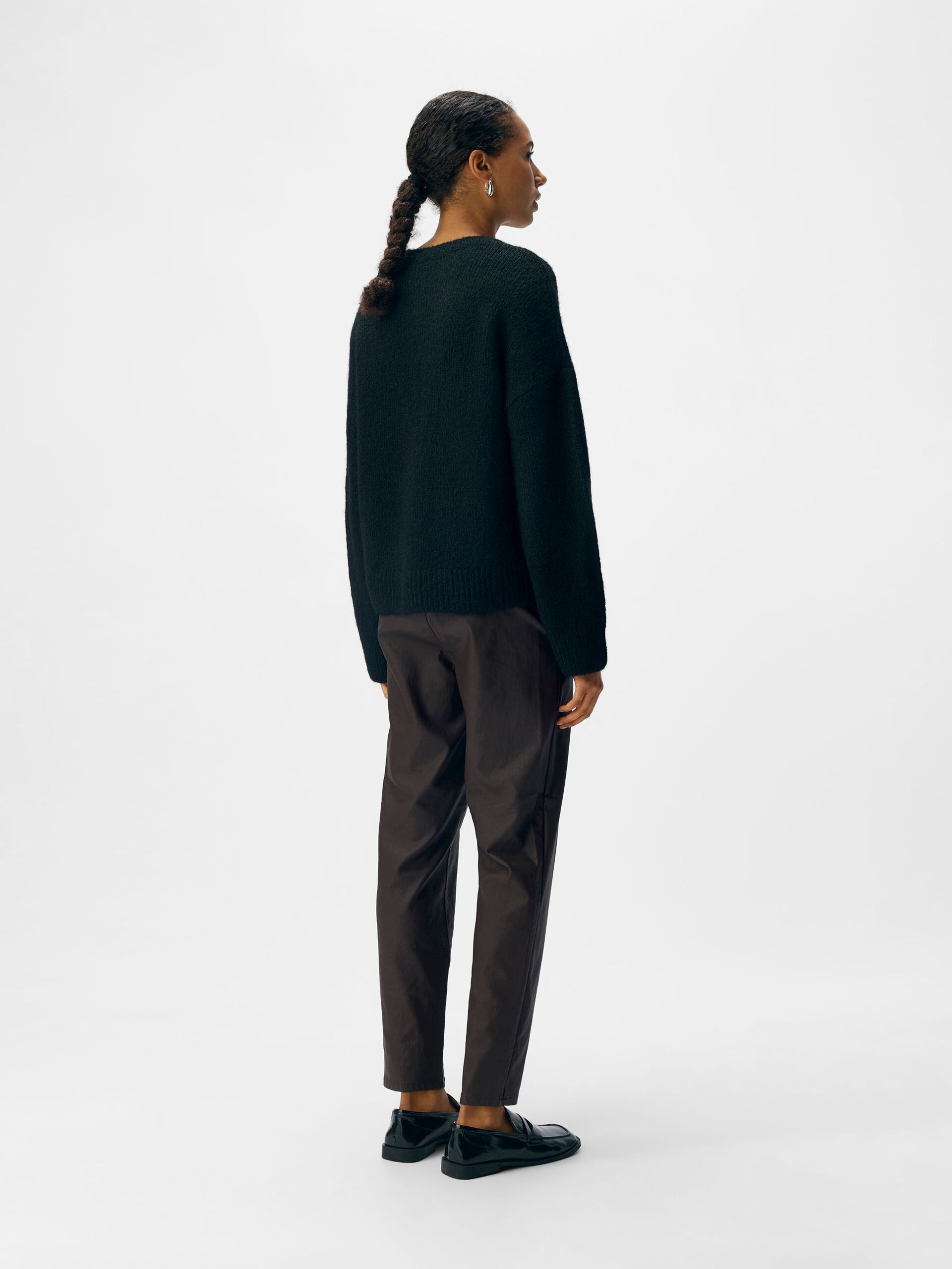 Carousel image - GERIPPTES PULLOVER, Black | 3