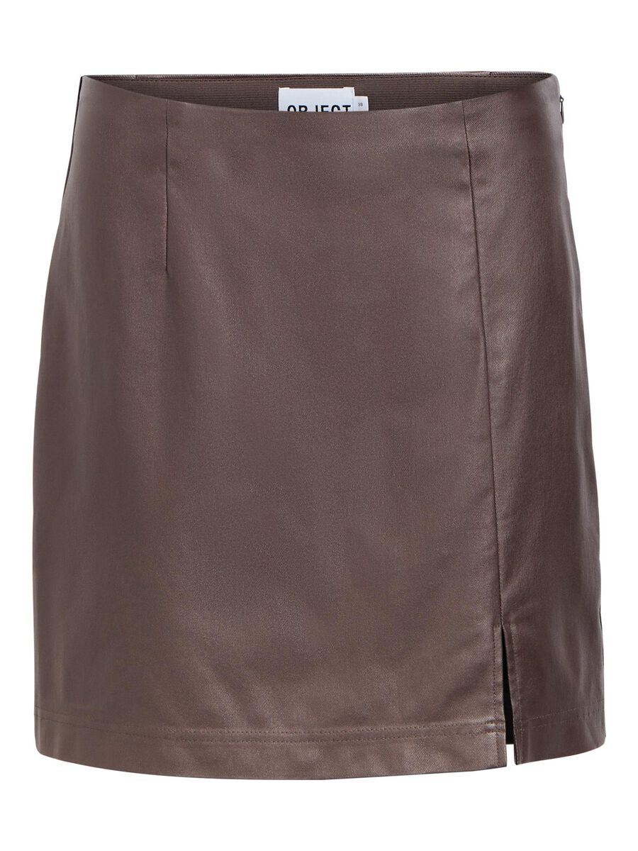 Product carousel image - PU COATED MINI SKIRT, Seal Brown | 2