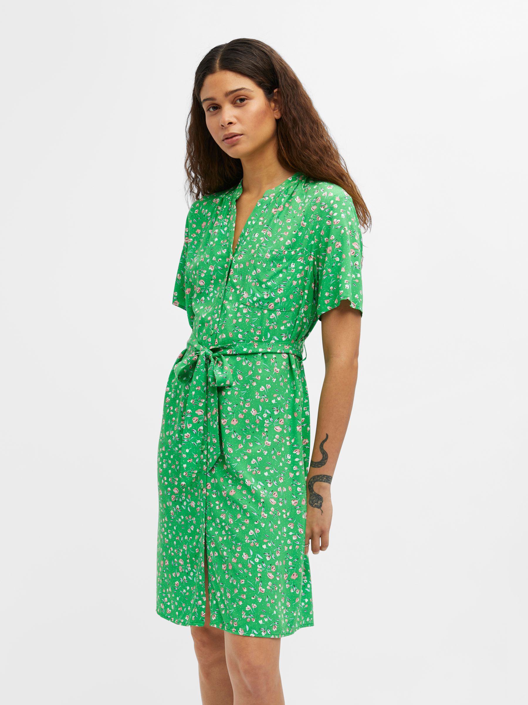 Green floral shirt dress new arrivals