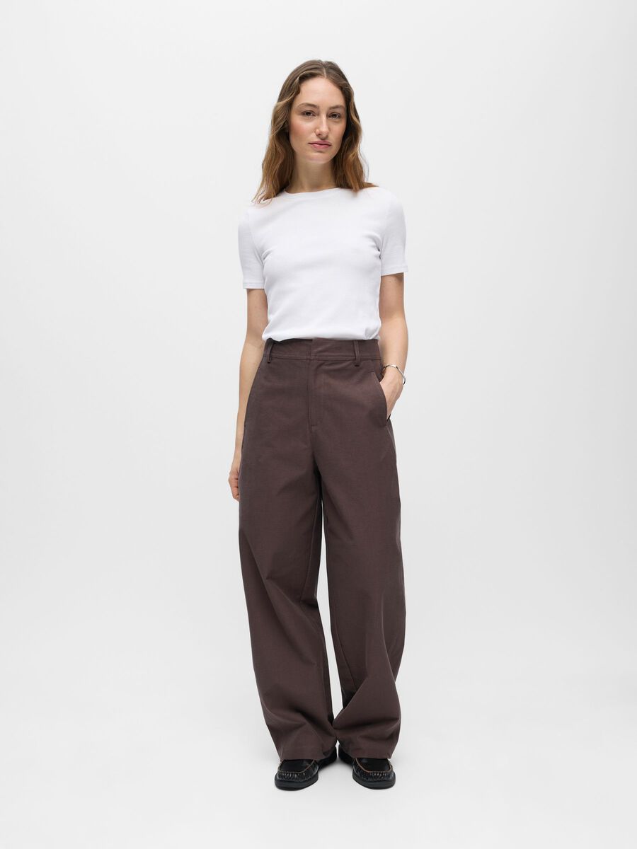 Carousel image - WIDE-LEG TROUSERS, Seal Brown | 4