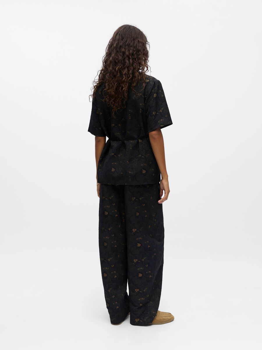 Product carousel image - JACQUARD BLOUSE CACHE-CŒUR, Black | 2