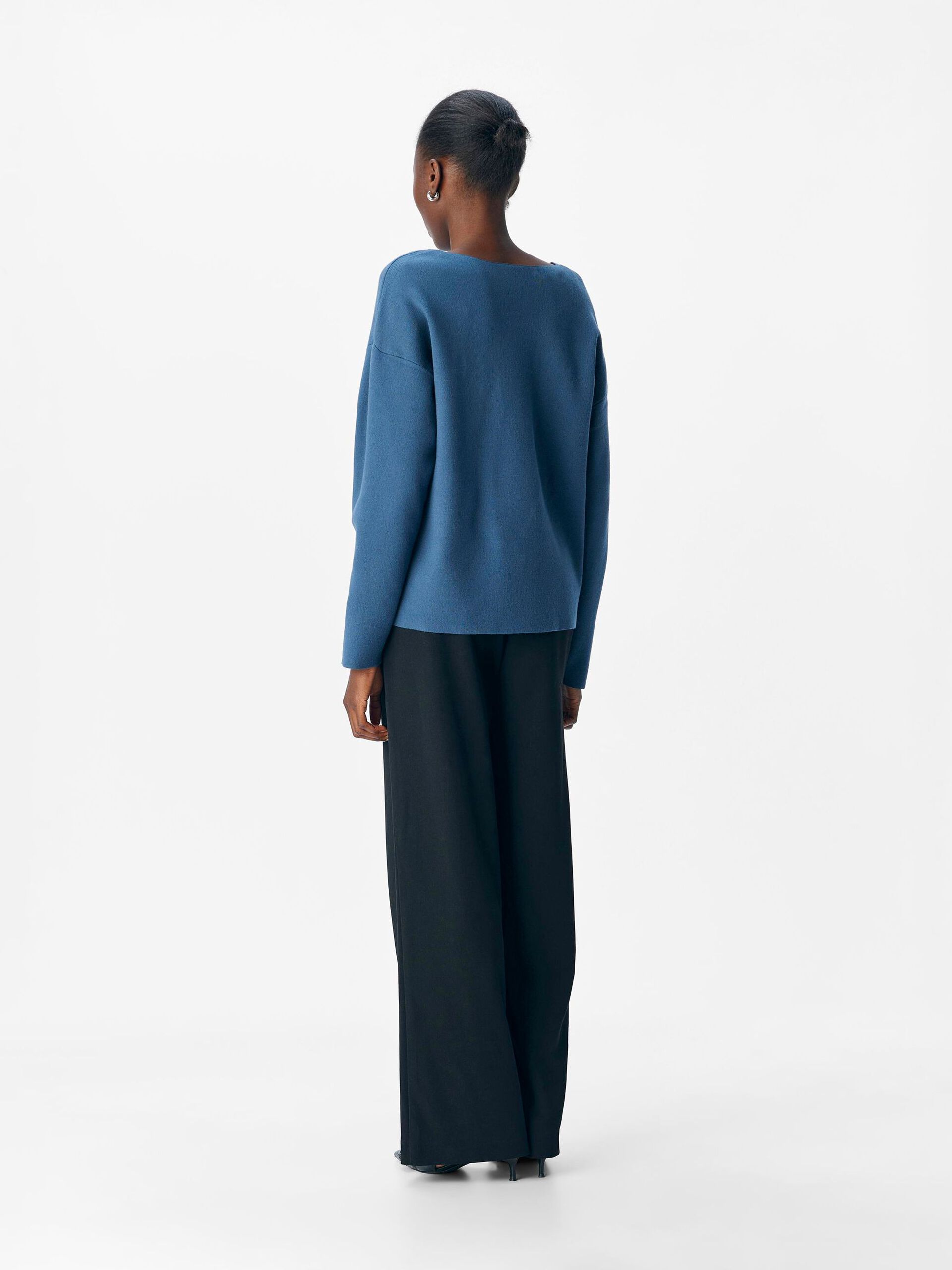 Carousel image - V-AUSSCHNITT STRICKPULLOVER, Dark Denim | 3