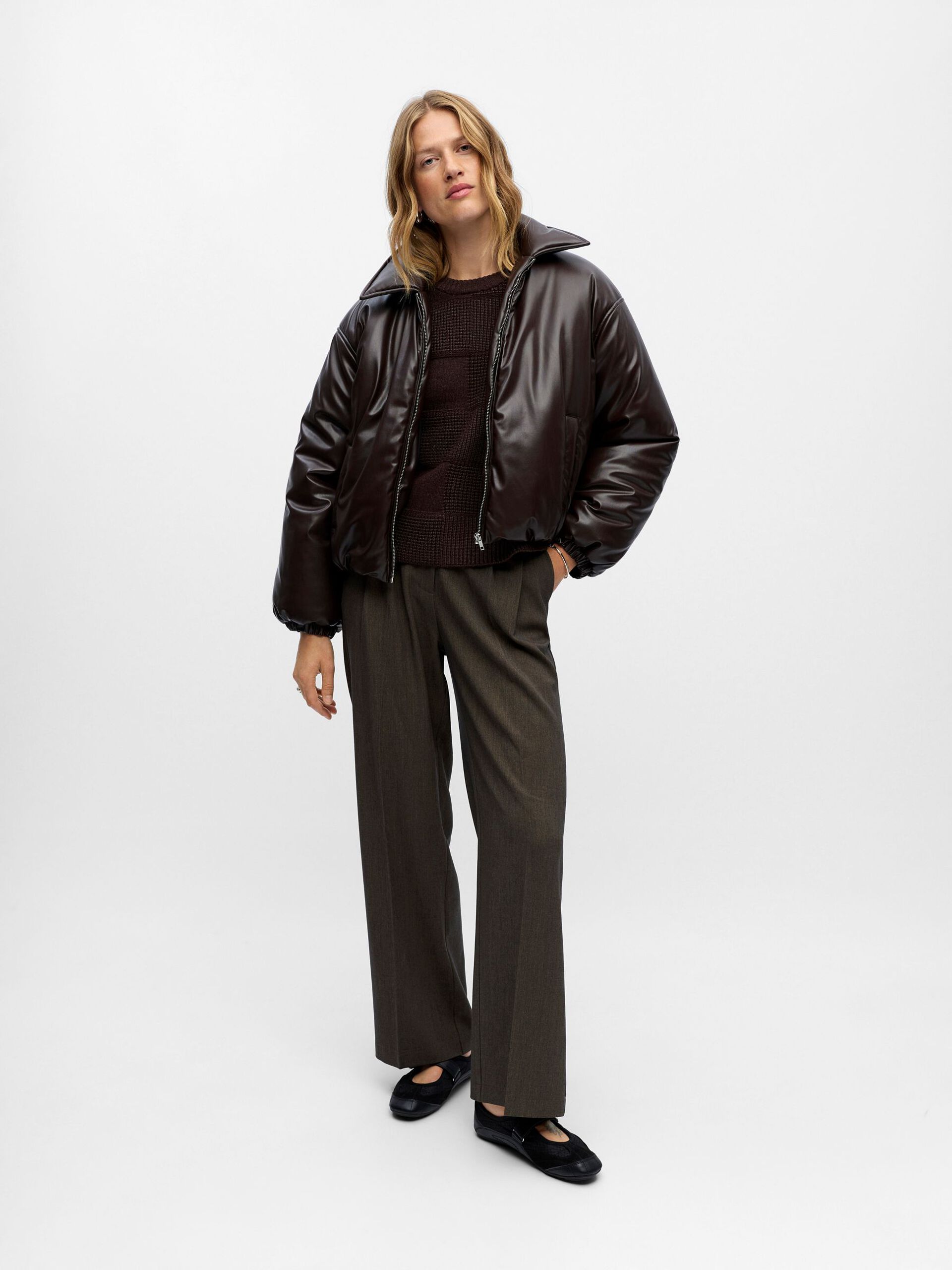 Carousel image - COATED PUFFER JACKET, Seal Brown | 4