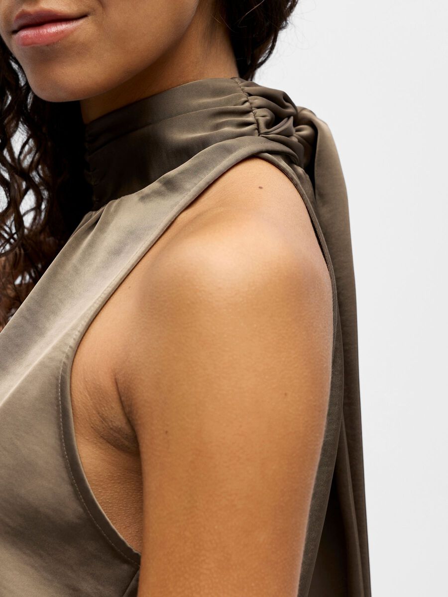 Carousel image - SATIN HALTERNECK TOP, Morel | 5