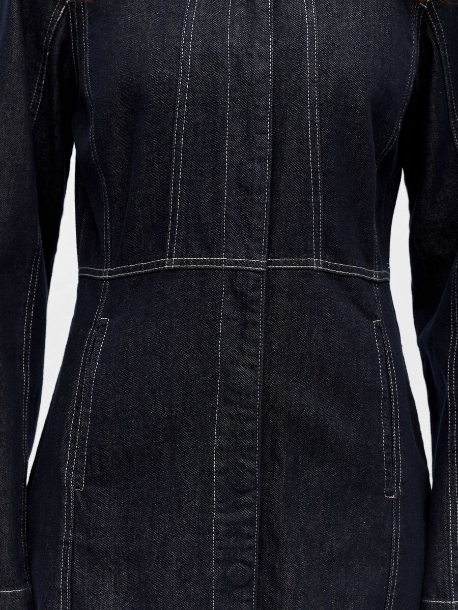 Product carousel image - DENIM MINI DRESS, Dark Blue Denim | 3