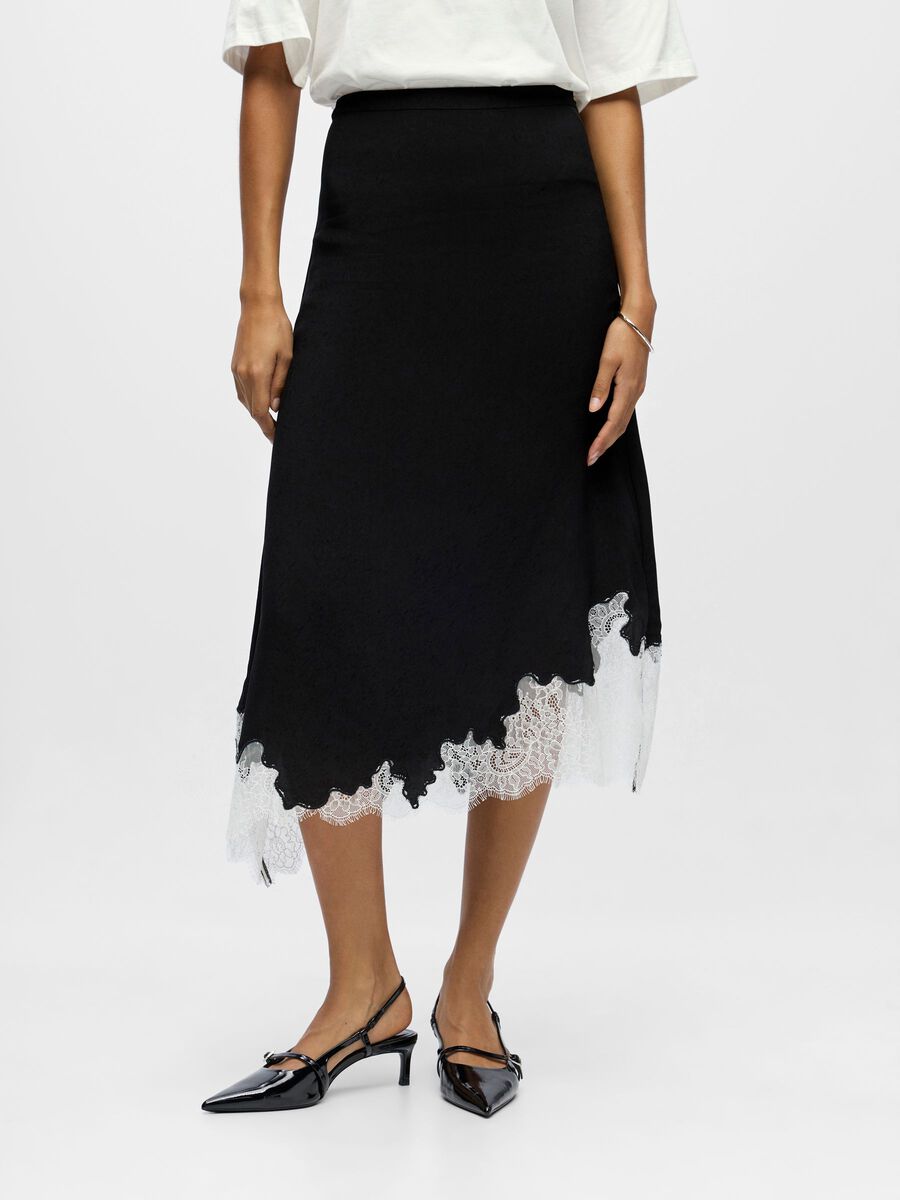 Product carousel image - LONG LACE SKIRT, Black | 1