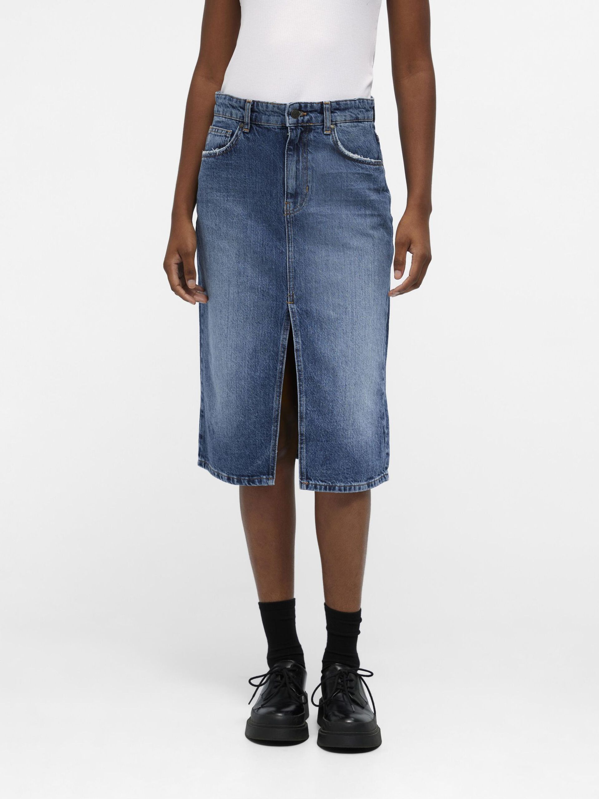 Carousel image - OBJHARLOW MIDI SKIRT, Medium Blue Denim | 3