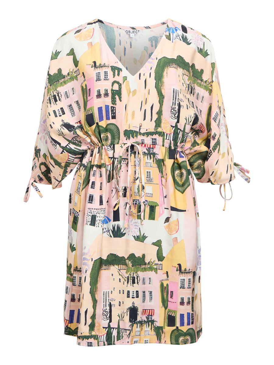 Carousel image - PRINTED MINI DRESS, Begonia Pink | 1