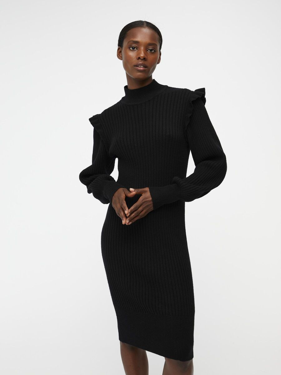 Object Collectors Item RIBBED KNITTED DRESS, Black, highres - 23040804_Black_003.jpg