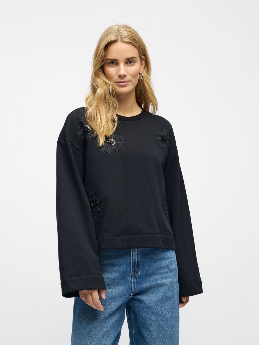 Carousel image - EMBROIDERED SWEATSHIRT, Black | 2