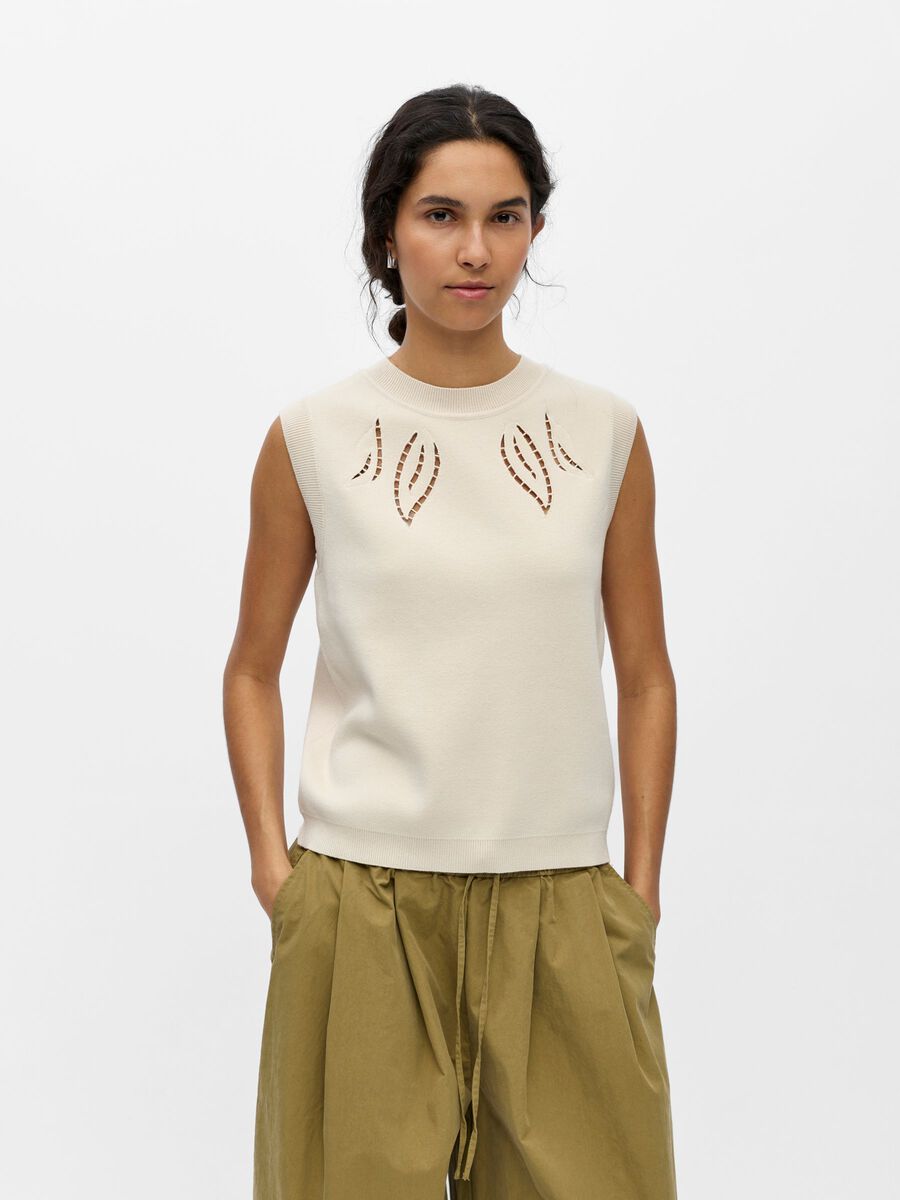 Product carousel image - CUT-OUT KNIT VEST, Birch | 1